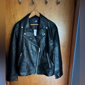 GAP Black Biker Faux Leather Jacket
